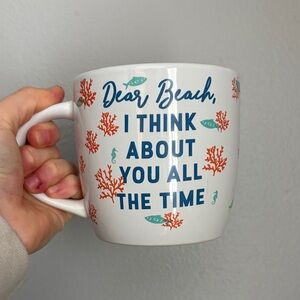 Beach-Themed White Mug with Coral and Fish Design